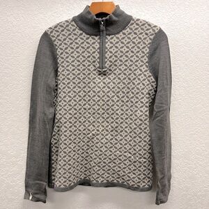 Meister 1/4 Zip Merino Wool Blend Sweater Size Medium Gray Ski Winter Warm